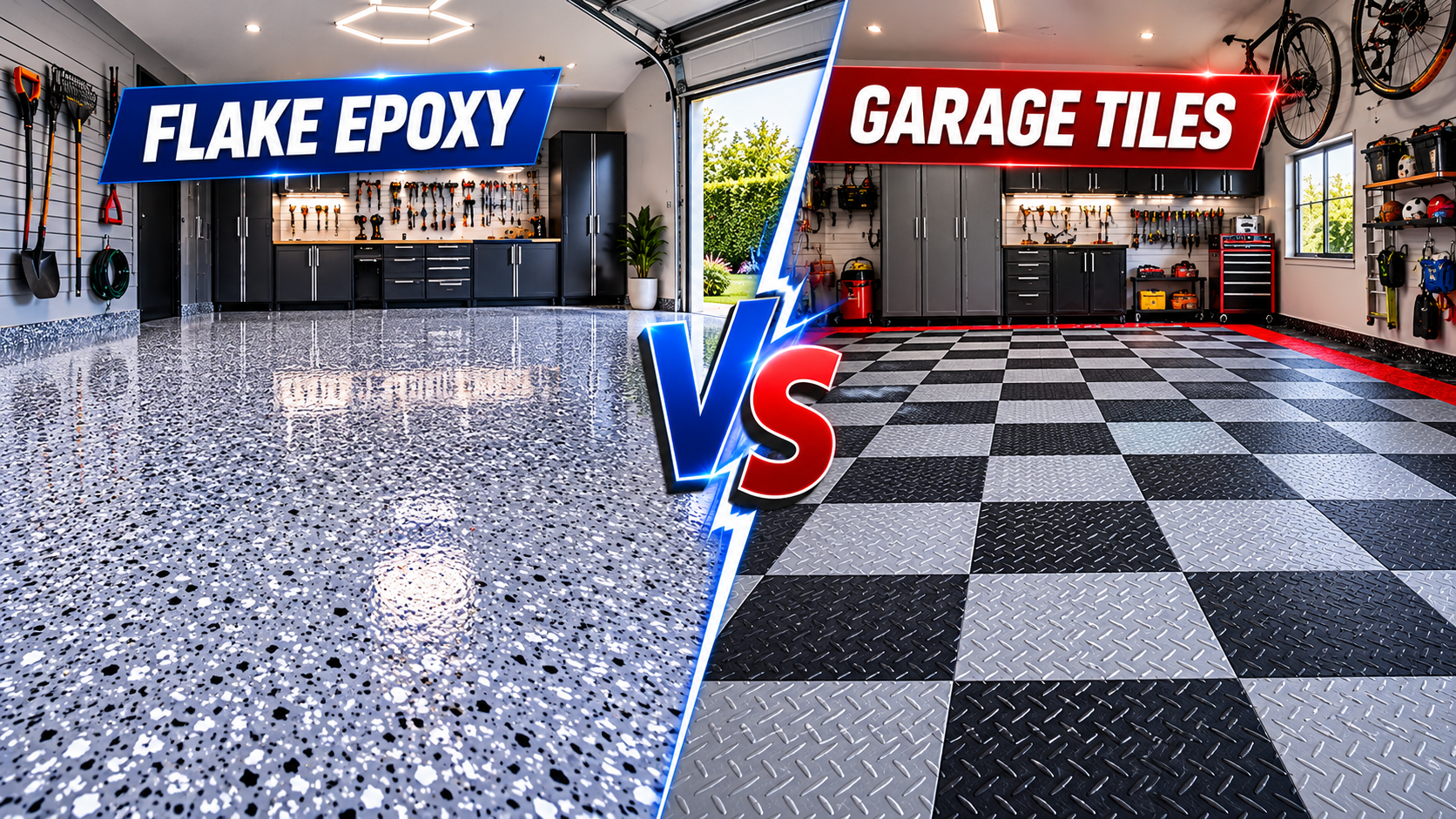 Flake Epoxy VS Garage Tiles