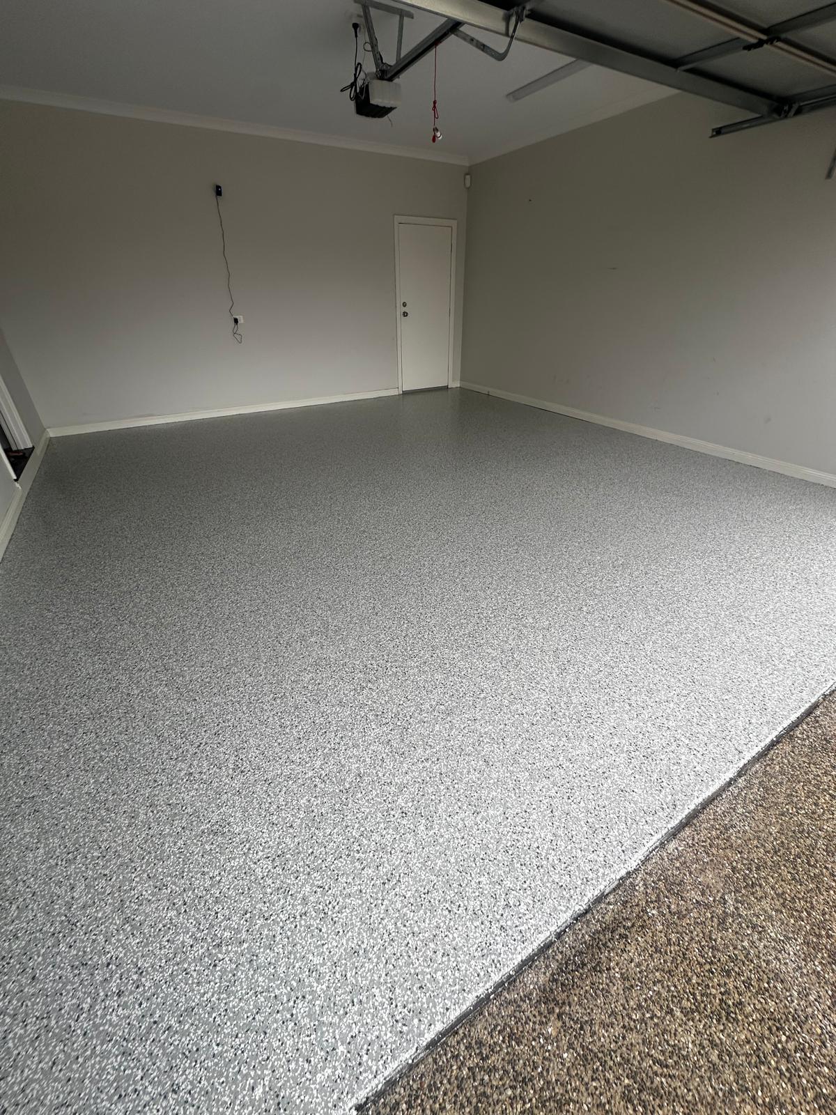 Finished flake epoxy floor detail