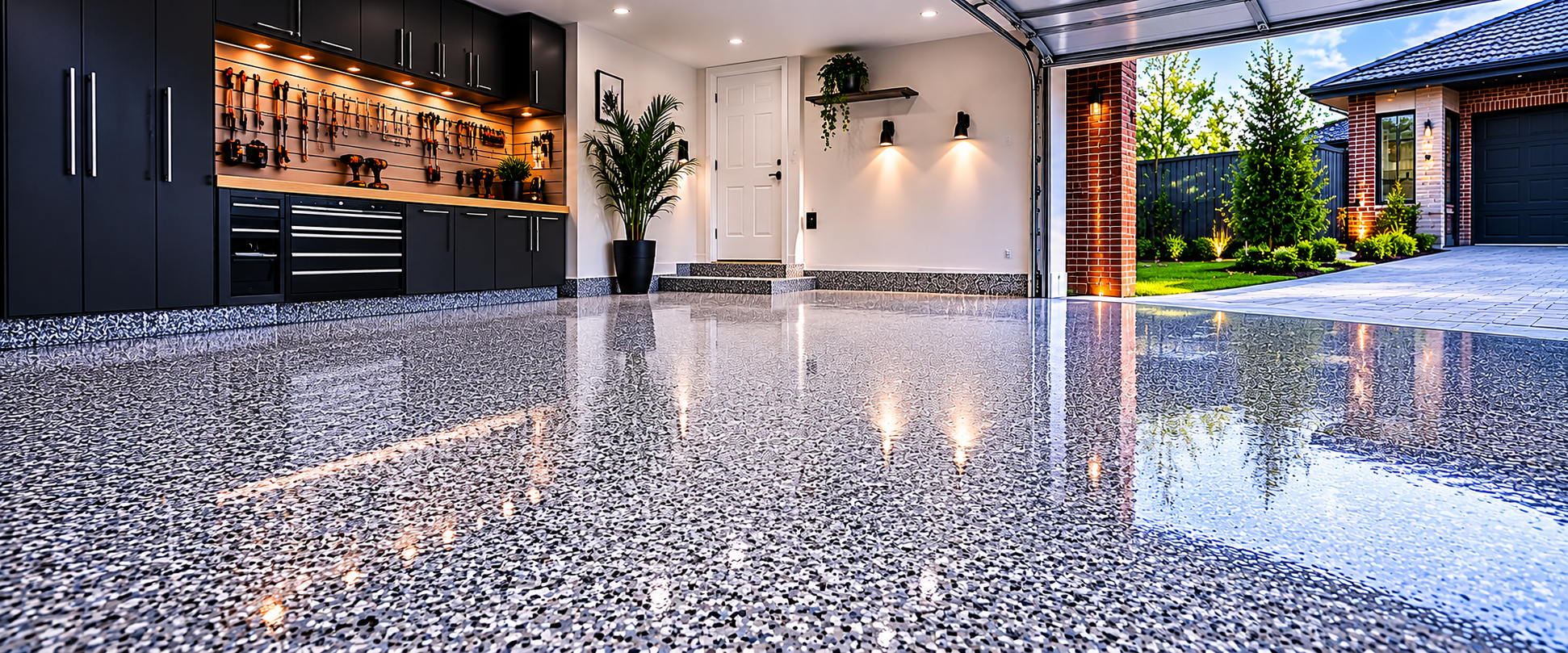 Residential epoxy flooring new home Melbourne — GoPoxy premium flake epoxy installation in new build Craigieburn